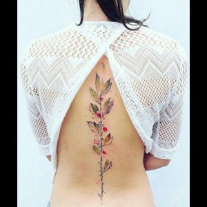 Tattoo uploaded by Sofia • #back #lettertattoo #letter #flowers #Phrase  #watercolor #tattoo #beautiful #girly #sweet #sexy • Tattoodo