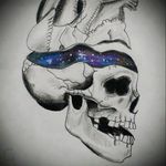 One of my first ideas #space #universe #color #desenho #corações #crânio #tattoo #heart #skull
