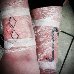 Harley Quinn and Joker inspired minimalist tattoos by Adelé at Inkstitute #dccomics #harleyquinn #joker #minimalist
