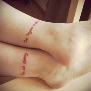 Ankles - I was terribly clumsy as a kid but found out in my twenties I have hypermobility. Many of my joints are very loose and I tend to twist and fall and feel awkward and uncomfortable a lot of time so I thought I would have a tattoo to celebrate! Approx 2008.