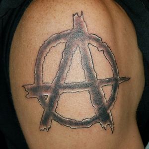 A little anarchy symbol today... #femaletattooartist #femaletattooist #ink #tattoo #enternalink #blackandgrey #anarchy