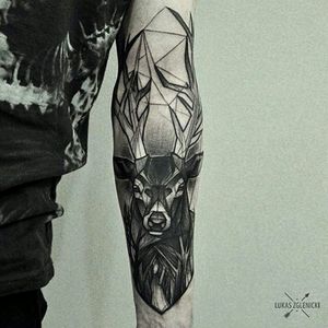 Dope tattoo by Łukasz Zglenicki  at the #CykadaTattoo  sudio.#Dope #Animal #Geometrical #DeerTattoo
