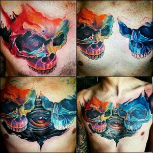 My chest done by the one and only Tyrone Inkslinger in Cape Town South Africa. I'm his studio named HellHound Tattoos #chest #skulltattoo #southafrica #capetown #ink #tattoos #inkedup #tattoomen # eye