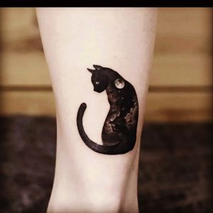 #cat #moon #sweet #blackAndWhite #cattattoo