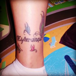 Esperanca=Hope in Portuguese. Butterflies representing my family