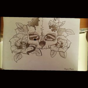#Draw #Drawing #Passion #Flowers #Skull #Flashtattoo