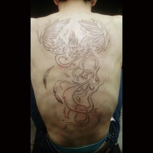 Phoenix First session by Pedro Duno at Canibal tattoo studio Buenos Aires