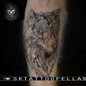 Lines style wolf tattoo