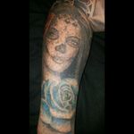 My day of the dead girl tattoo.... #tattoo #blackngrey #colour #dayofthedeadgirl #roses