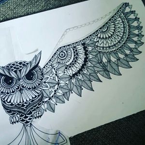 #busy with drawing the #chestpiece for my bf :) #owl #drawing #sketch
