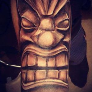 Maori mask black and gray tattoo in progress....