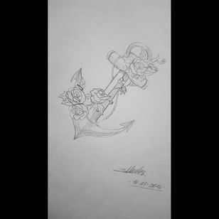 #tattooidea #anchor #flowers #seatattoo #drawing Made by myself