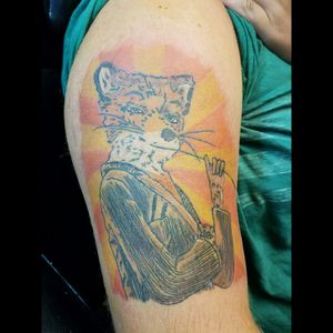 Fantastic Mr fox mostly healed thanks for looking #femaletattooartist #femaletattooist #ink #tattoo #enternalink #fox #foxtattoo #cartoon #character