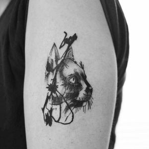 #tattoo by me / #cat #pa#£int #blackwork #brush #pollock