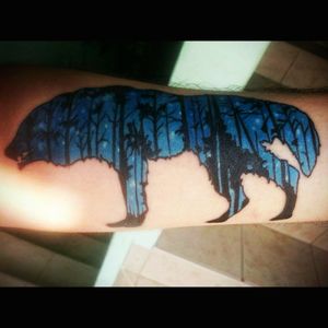 A design I made. ink on my body :) #wolf #argentina #sleeve #forest #animal