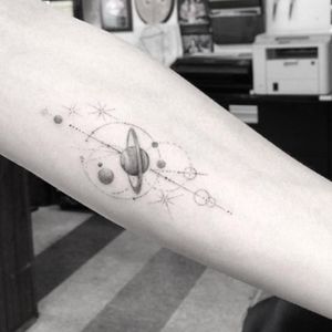 Geometrical tattoo done by Dr woo #drwoo #geometric #Geometrical #solarsystem #solar