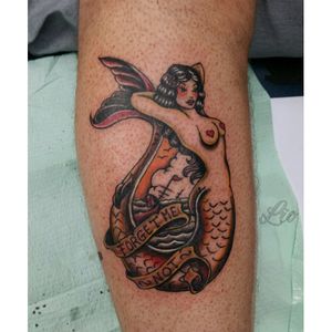 Traditional Mermaid design by Sailor Jerry #tattooartists #ink #tattoos #art #mermaid #traditional #sailorjerry #Tattoodo