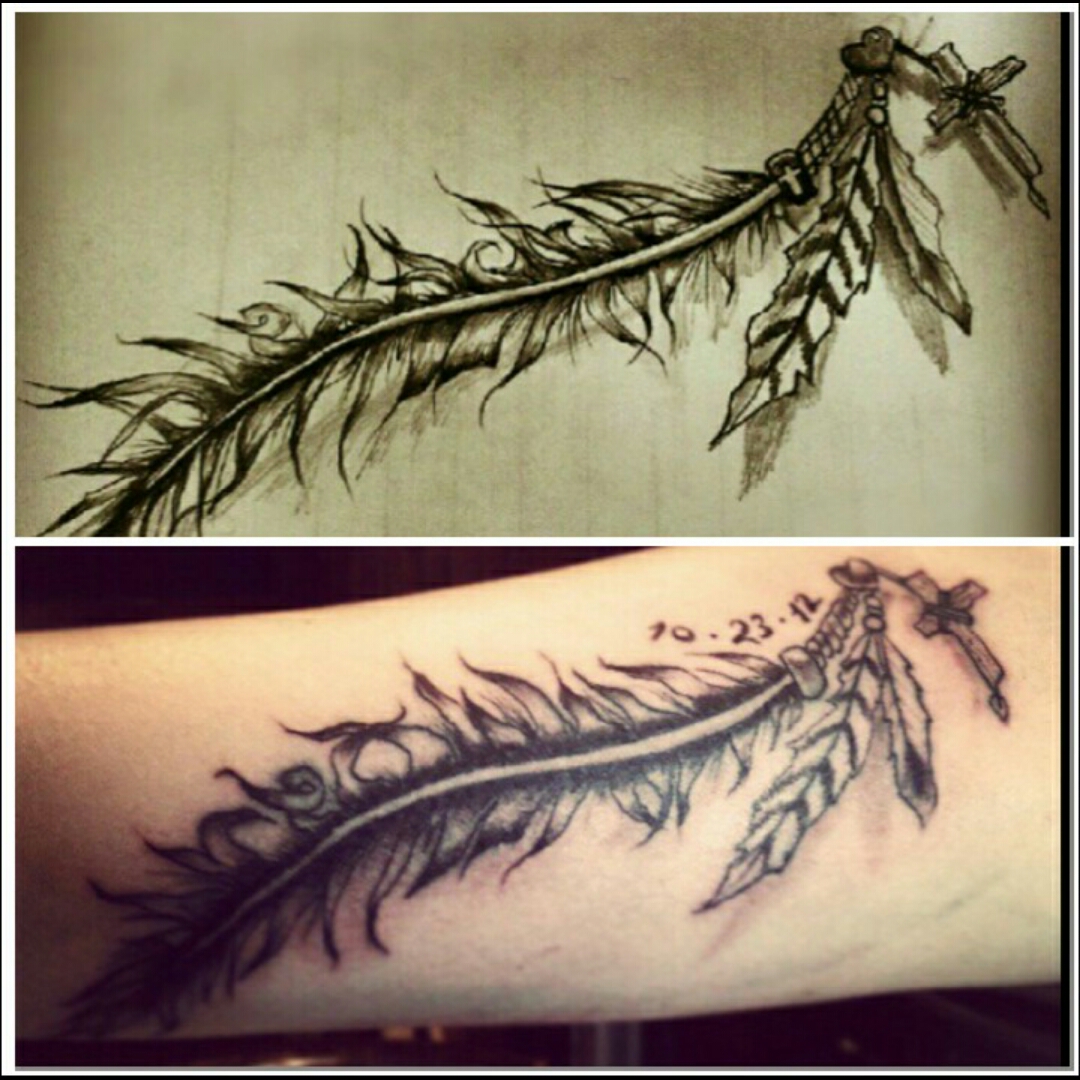 Tattoo uploaded by John Elizardo • #Frayed #feather #name #hidden words. #cross #beads #elegant • Tattoodo Tattoo uploaded by John Elizardo • #Frayed #feather #name #hidden words. #cross #beads #elegant • Tattoodo