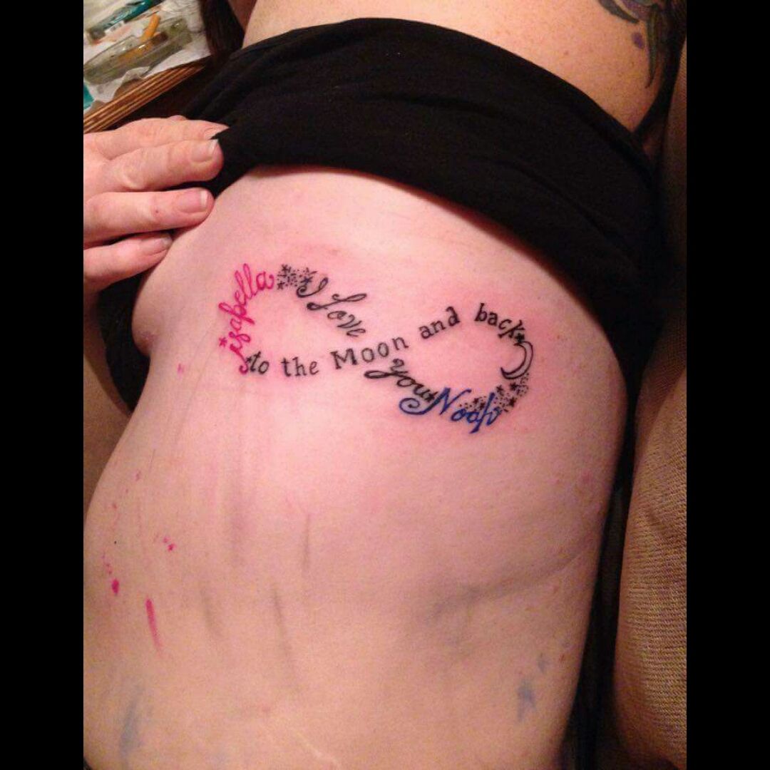 Tattoo Uploaded By Joshua Rodriguez I Love You To The Moon And Back On My Sister In Laws Ribcage Tattoodo