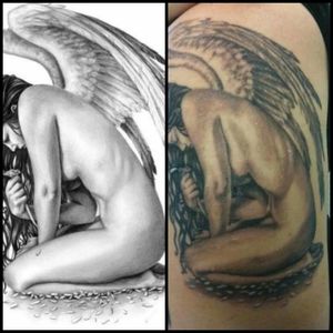 Side by side of the picture I chose to have inked on me. #angel