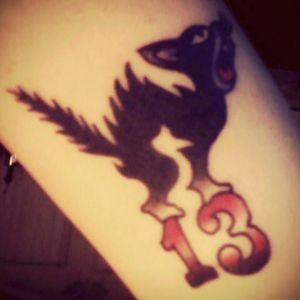 Cat tattoo number 2. On the last Friday the 13th on the year 2015 at the shop in my little town. #November13 #blackcat #scaredycat #FridayThe13th