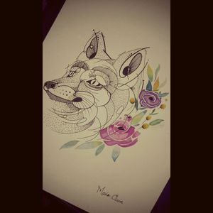 #Animal #Fox #Flowers #tattooflash #Draw #Drawing #Abstrait #passion
