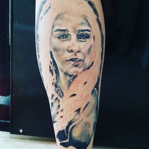 Khaleesi tattoo in progress from game of thrones. I've been tattooing for only a year.