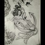 mermaid with anchor, tattoo design by Marcos Ribeiro #marcosribeiro #BlackGardenTattoo