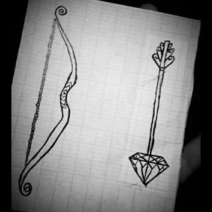 Draft of my future tattoos!#bow #arrow #draft #foot #frenchgirl #minimalist #fantasy #female #draw #precious #diamond