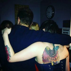 Me n me daaad#tattoofamily  #wing #colourful #armtattoos #backpiece