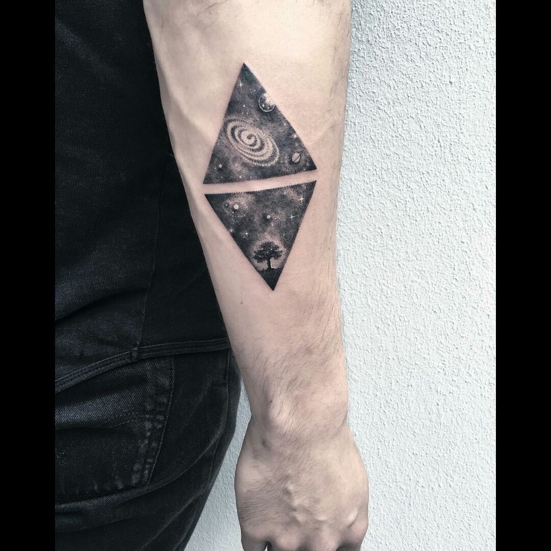 Tattoo uploaded by Claire • By #AdrianBascur #galaxy #space #geometric # triangle #ab • Tattoodo