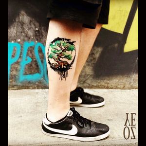 #tree #perfecttattoo #circles #circle #legtattoo #leg #tattoo #green #colored #watercolor