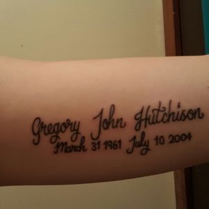 This is the first tattoo that I got. I got it on my 18th birthday as a tribute to my dad. He passed away when I was 6 and I had been planning a memorial tattoo for years before I got this. Joe Boyle at Silver City Tattoo in Poulsbo, WA did this tattoo for me