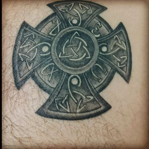 Celtic cross with triquetas,  alpha y Omega letters and the first letters of my children names