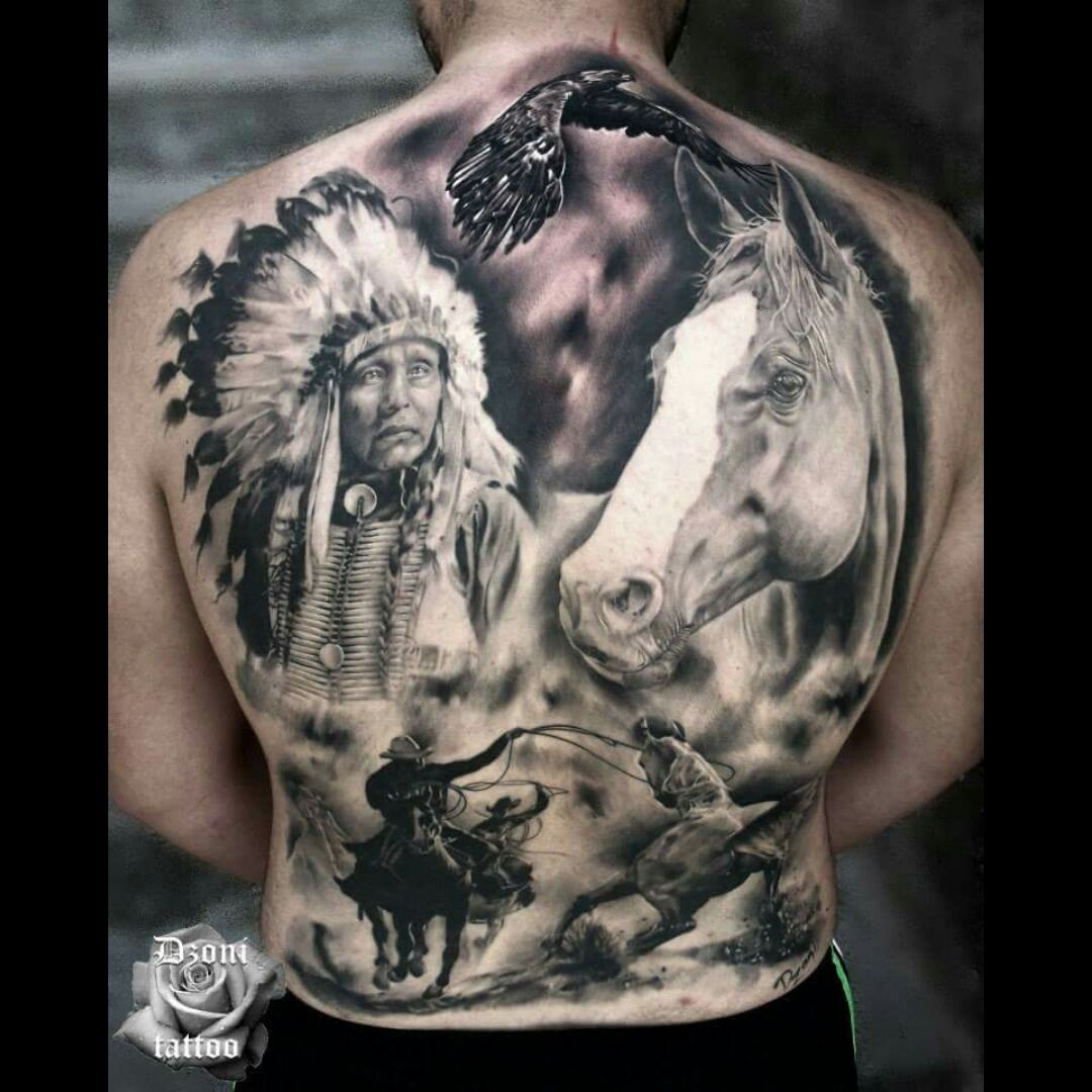 Tattoo uploaded by Djordje Tomovic  blackandgrey blackandgreytattoo  tattoo besttattoos horse WildWest cowboy indian Lightsout  nativeamerican nativeindian   Tattoodo