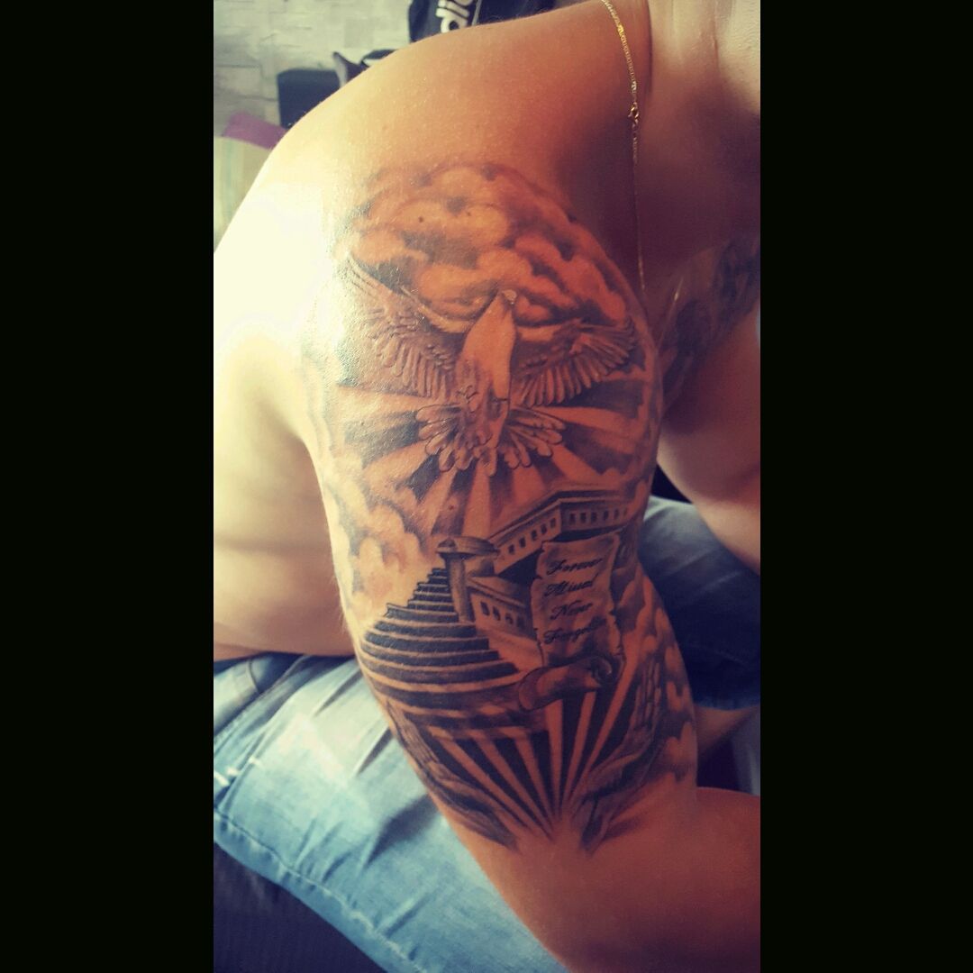 Tattoo uploaded by Ioannis Tattoo  Classic walkin tattoos rose flower  lineworktattoo linework dovetattoo doves dove  Tattoodo