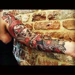 9 hours. Done in 2 days by the super talented Drew Romero in No Regrets Studio in Cheltnam England. I fucking love it. #japanesetattoo #chinesestyle #dragon #traditional #colour #sleeve