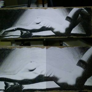 Charcoal on canvas.