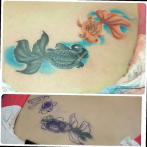 Love me, love my tattoos.#coverup  #goldfish #thailandBangkok