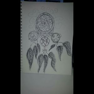 #megandreamtattoo  I'm not a big of a drawer, but I drew this little sketch of what I want my next tattoo to be. It's got so many elements that mean a lot to me.. the dream catcher being the main part of it because of all the dreams I have. Hopefully it'll be my next one!
