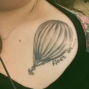 My first tattoo. For my grandfather. Inspired by Modest Mouse. #floaton #black-and-white #hotairballoon #anchor #modestmouse