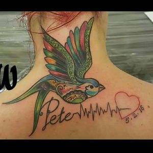Second dad. Always loved, never forgotton. #love #loss #inmemoryof #beautifultatto #swallow  #colours  #fullcolor  #colour