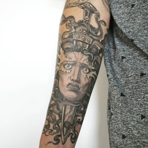 Death of Medusa by Anderson Luna at saved Tattoo in Brooklyn NY #inspiring #art #blackwork #medusa #andersonluna #savedtattoo