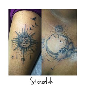 I love tattoo cuz it means more than just a simple tattoo#SUN #Moon #Tattoo #LapizarraTattoo