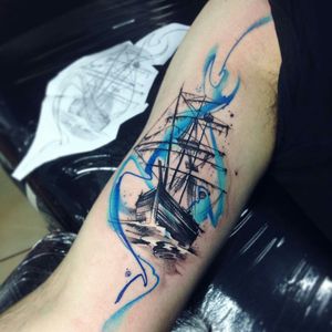 By #AdrianBascur #watercolortattoo #abstract #watercolor  #ship