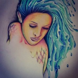 Drawing by me titled rainbow mermaid