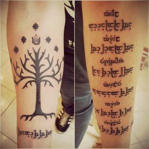#lotr #lordoftherings #elfique #treeoflife #tolkien #gondortree #jrrtolkien #lotrtattoo #tree #arm #TheLordOfTheRings #elvish #blackinktattoo #blackink #hobbit