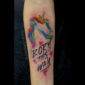 Born this way!#unicorn #bornthisway #watercolor #ladygaga #fantasy #glam #electricink #tattoodo