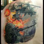 #military #colourfulltattoo #army #helicopter #sniper #tattoo