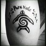 My fifth tattoo. Tortuga and tracks going toward a pura vida! Made by nirvana tatto shop in Samara, Costa Rica by wickedly talented artist Nacho #animal #maori #calftattoo #PuraVida #CostaRica #seaturtle